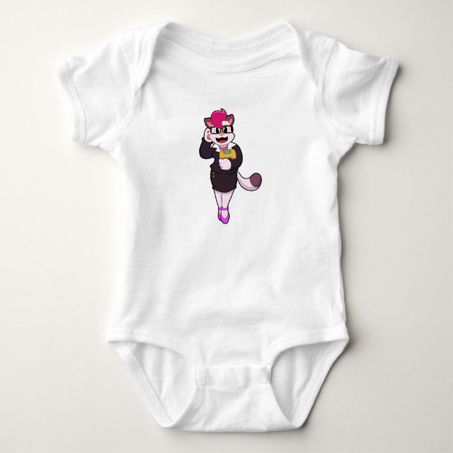 Cat as Secretary with Notepad Baby Bodysuit (Front)