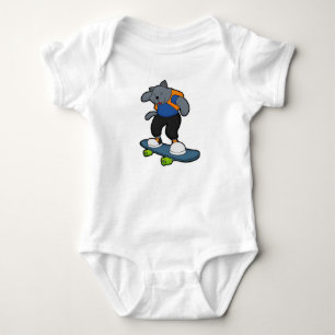 Cat as Skateboarder with Skateboard Baby Bodysuit