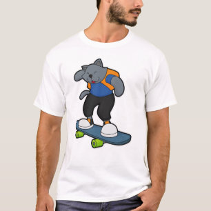 Cat as Skateboarder with Skateboard T-Shirt