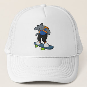 Cat as Skateboarder with Skateboard Trucker Hat