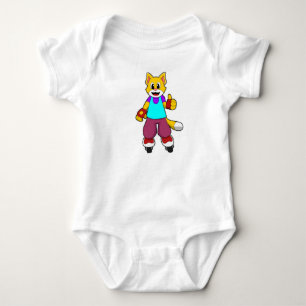 Cat as Skater with Inline skates Baby Bodysuit