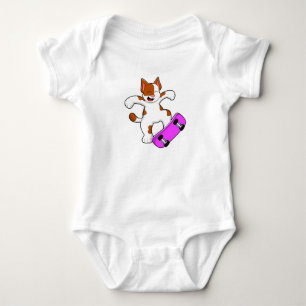 Cat as Skater with Skateboard Baby Bodysuit
