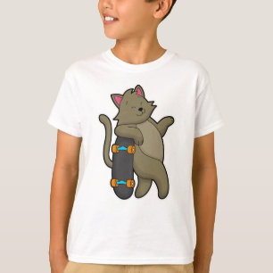 Cat as Skater with Skateboard T-Shirt