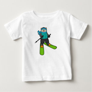 Cat as Skier with Ski Baby T-Shirt