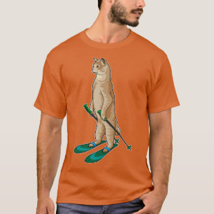 Cat As Skier With Ski Ski Poles T-Shirt