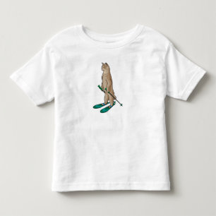 Cat as Skier with Ski & Ski poles Toddler T-Shirt