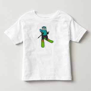 Cat as Skier with Ski Toddler T-Shirt