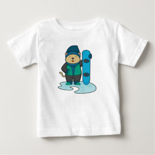 Cat as Snowboarder with Snowboard Baby T-Shirt