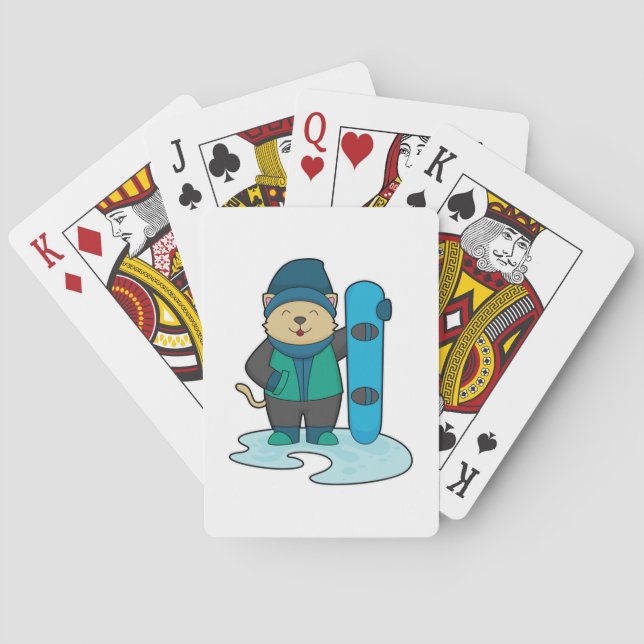 Cat as Snowboarder with Snowboard Playing Cards (Back)