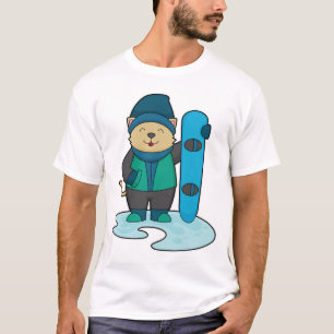 Cat as Snowboarder with Snowboard T-Shirt