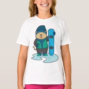 Cat as Snowboarder with Snowboard T-Shirt
