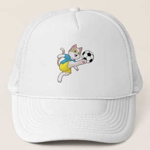 Cat as Soccer player with Soccer ball Trucker Hat