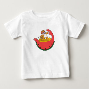 Cat as Surfer with Watermelon Baby T-Shirt