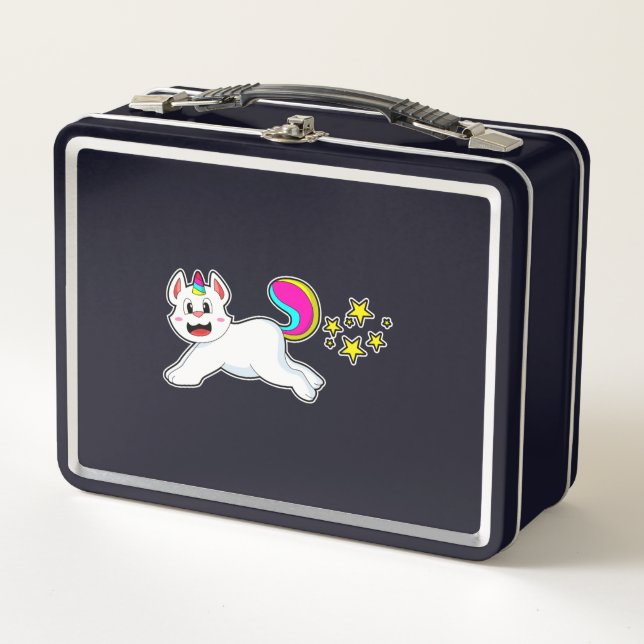 Cat as Unicorn Metal Lunch Box (Front)