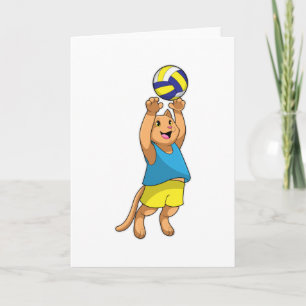 Cat as Volleyball player with Volleyball Card