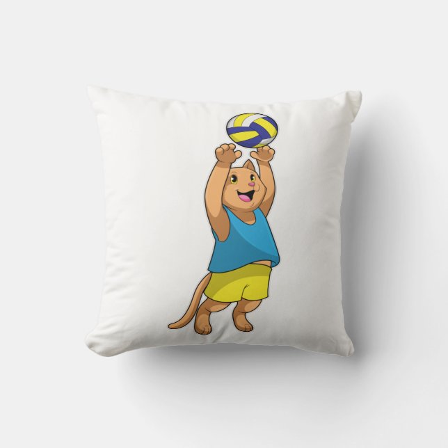 Cat as Volleyball player with Volleyball Cushion (Front)