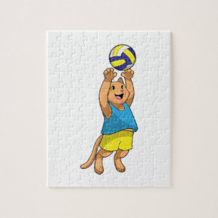 Cat as Volleyball player with Volleyball Jigsaw Puzzle