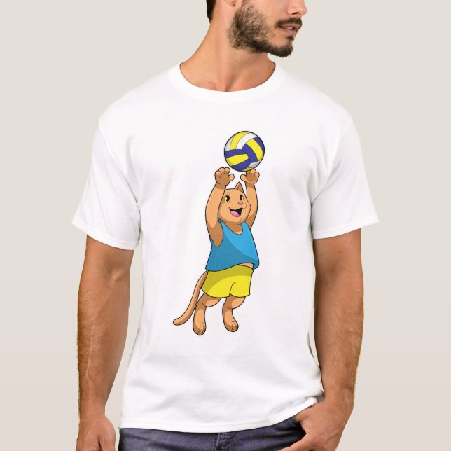 Cat as Volleyball player with Volleyball T-Shirt (Front)