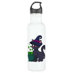 Cat as Witch with Cauldron 710 Ml Water Bottle