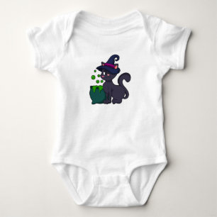 Cat as Witch with Cauldron Baby Bodysuit