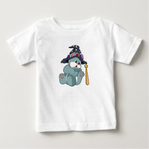 Cat as Wizard with Magic wand & Hat Baby T-Shirt