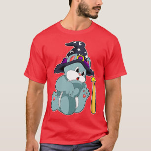 Cat As Wizard With Magic Wand Hat T-Shirt