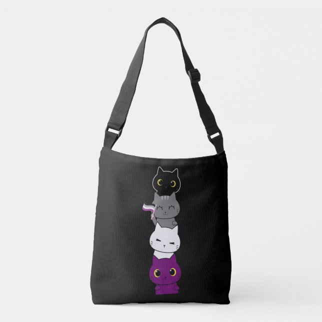 Cat Asexual Pride Cute Ace Flag Animal Pet Lovers Crossbody Bag (Front)