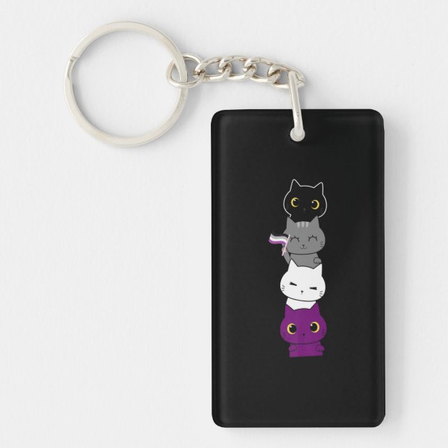 Cat Asexual Pride Cute Ace Flag Animal Pet Lovers Key Ring (Front)
