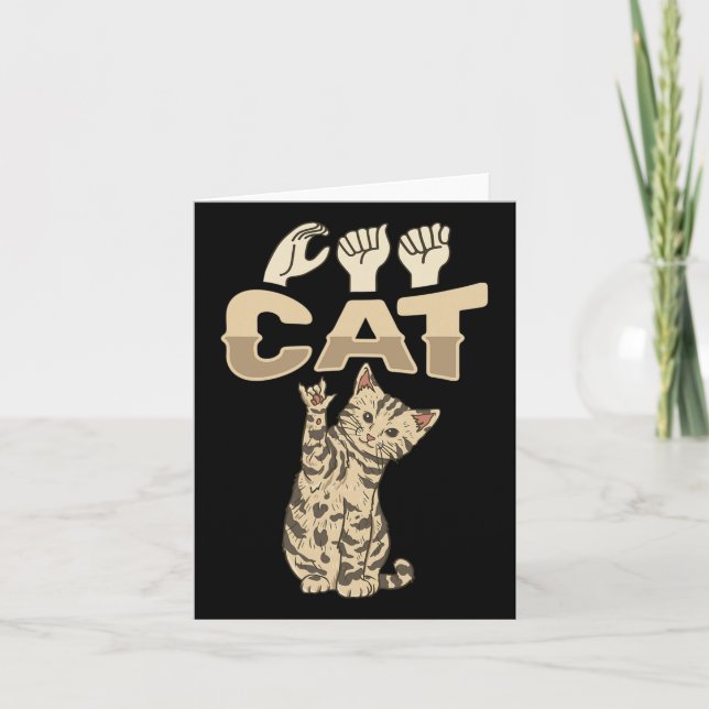 Cat Asl Hand Gesture Deaf Hearing Loss Awareness 1 Card (Front)