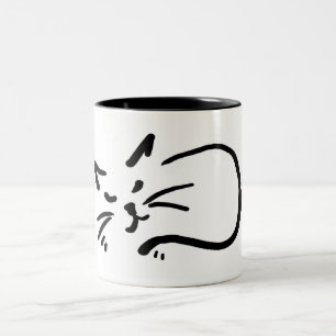 Cat asleep Two-Tone coffee mug