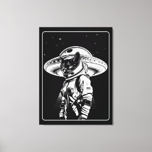 Cat Astronaut Alien UFO Science Fiction Canvas Print