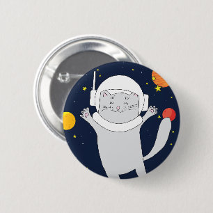 Cat Astronaut Animal With Space Helmet Clipart Bab 6 Cm Round Badge
