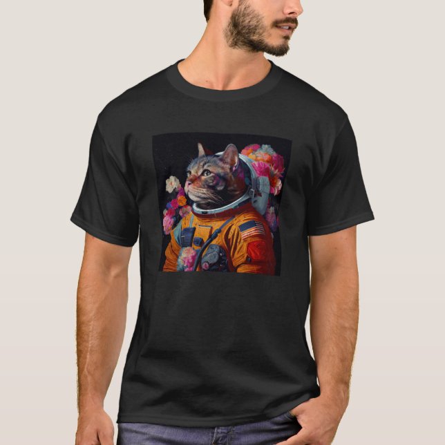 Cat Astronaut Colourful T-Shirt (Front)