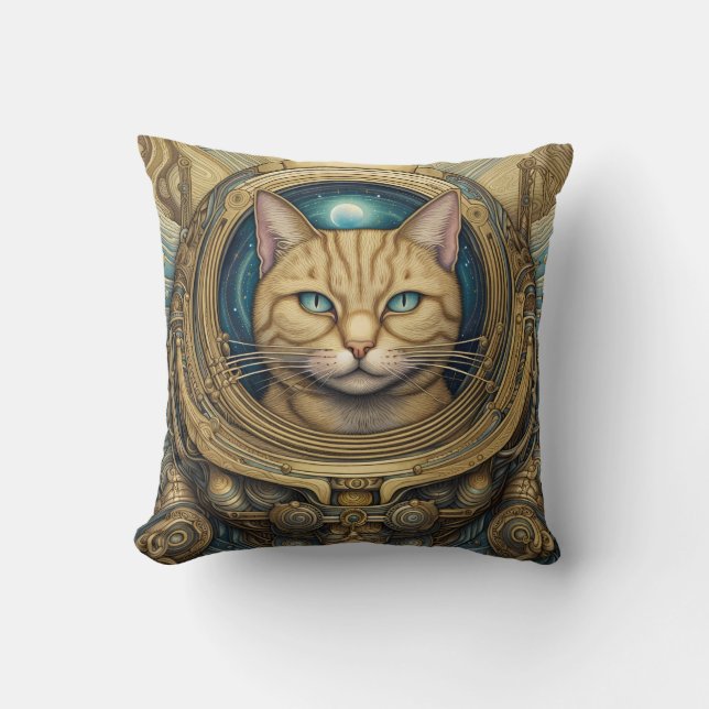 Cat astronaut cyberpunk art  cushion (Front)
