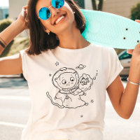 Cat Astronaut Floating in Space Cute Quirky Fun