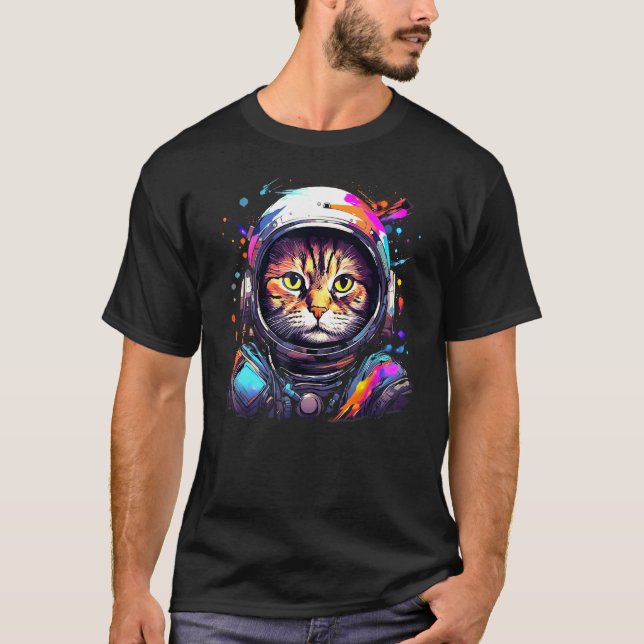 Cat Astronaut Funny Space Cat T-Shirt (Front)
