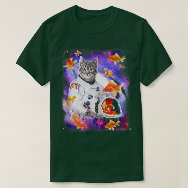 Cat Astronaut in Cosmic Space Funny Shirts for Wei (Design Front)