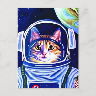 Cat Astronaut in Space  Postcard