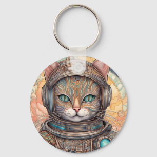 Cat Astronaut intricately detailed anime art  Key Ring
