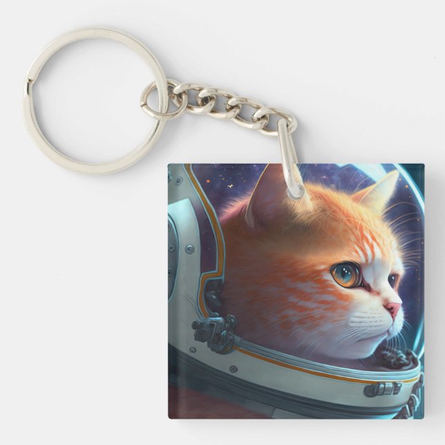 Cat Astronaut  Key Ring (Front)