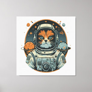 Cat-astronaut on Asteroids Canvas Print