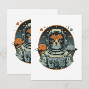 Cat-astronaut on Asteroids Card