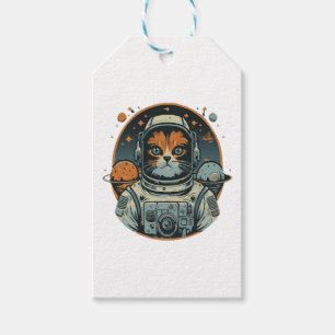 Cat-astronaut on Asteroids Gift Tags