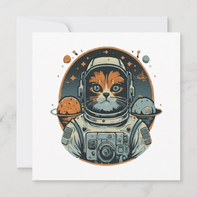 Cat-astronaut on Asteroids Invitation (Front)