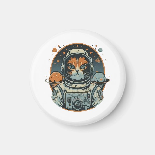 Cat-astronaut on Asteroids Magnet (Front)