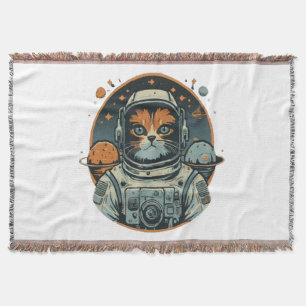Cat-astronaut on Asteroids Throw Blanket