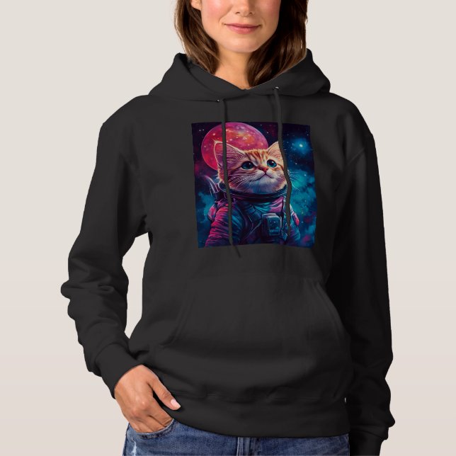 Cat astronaut pink space hoodie (Front)