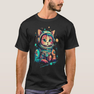 Cat Astronaut Space DJ Planets Galaxy Universe T-Shirt