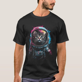 Cat Astronaut Space Men Women Funny Kitten Cosmic  T-Shirt