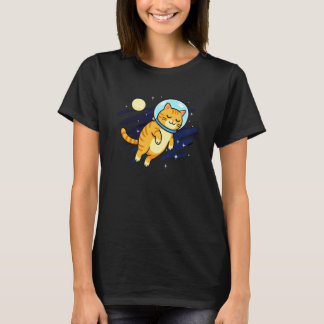 Cat Astronaut Space Moon Animal Lover Mum Dad Kids T-Shirt